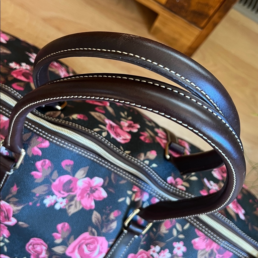 Dooney & Bourke - Black Cabbage Rose Duffle Travel Weekend Bag - Large - Picture 5 of 16